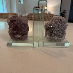 Purple Geode and Glass Bookends